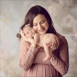 Mauve Lace Sleeve Maternity Dress Post Maternity